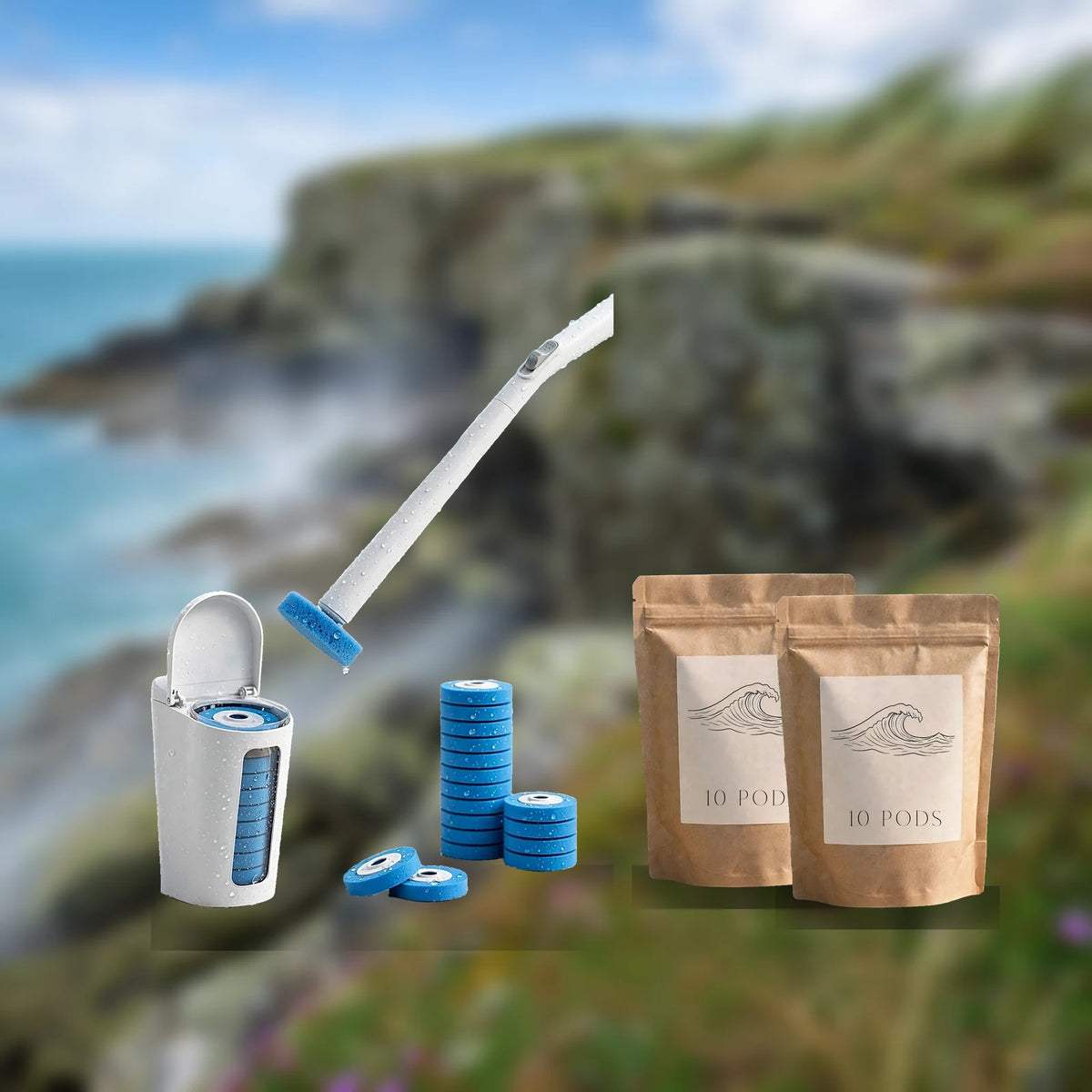 Klyvaa Never-Run-Out Bundle, Ocean scent: complete kit with two 10-head refill packs
