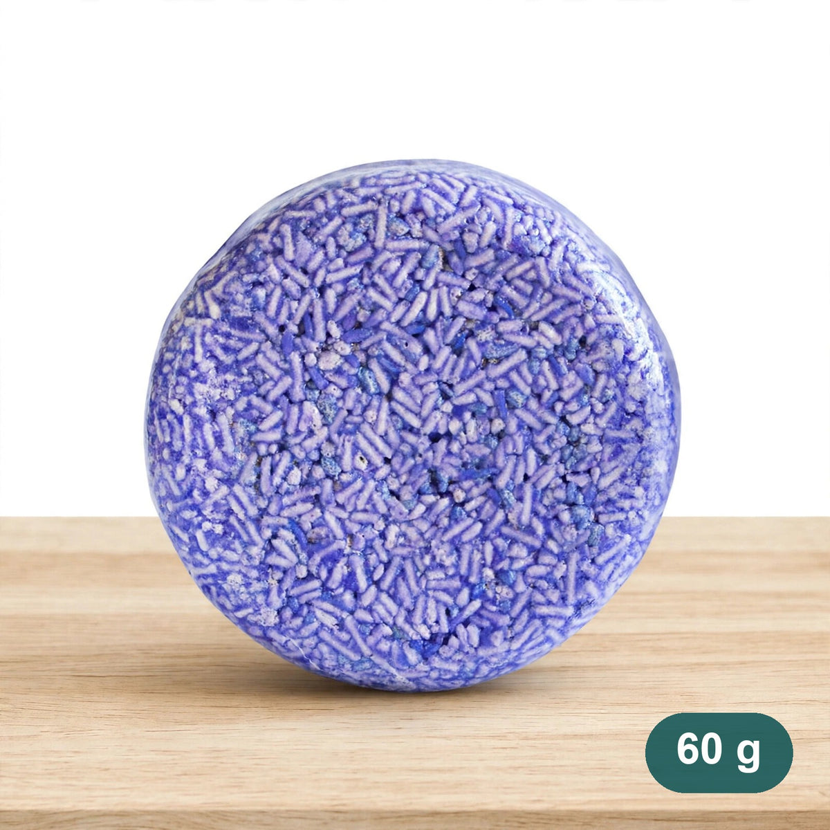 Klyvaa Bath lavender shampoo bar, 60 g, speckled purple round bar