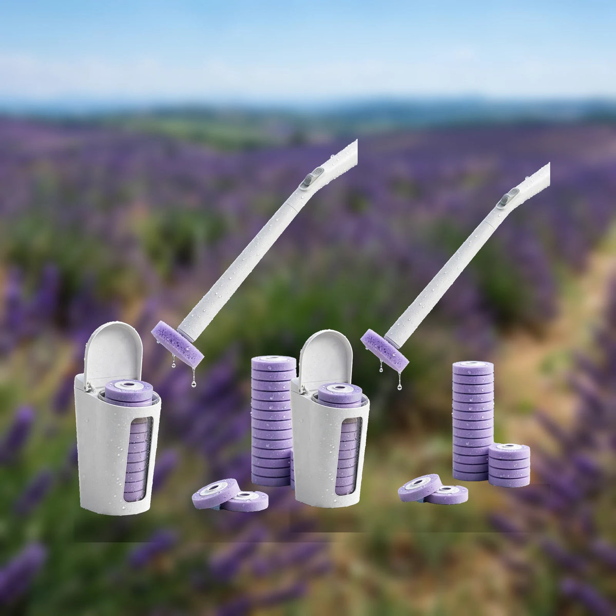 Klyvaa Family Pack, Lavender scent: two complete kits for two bathrooms