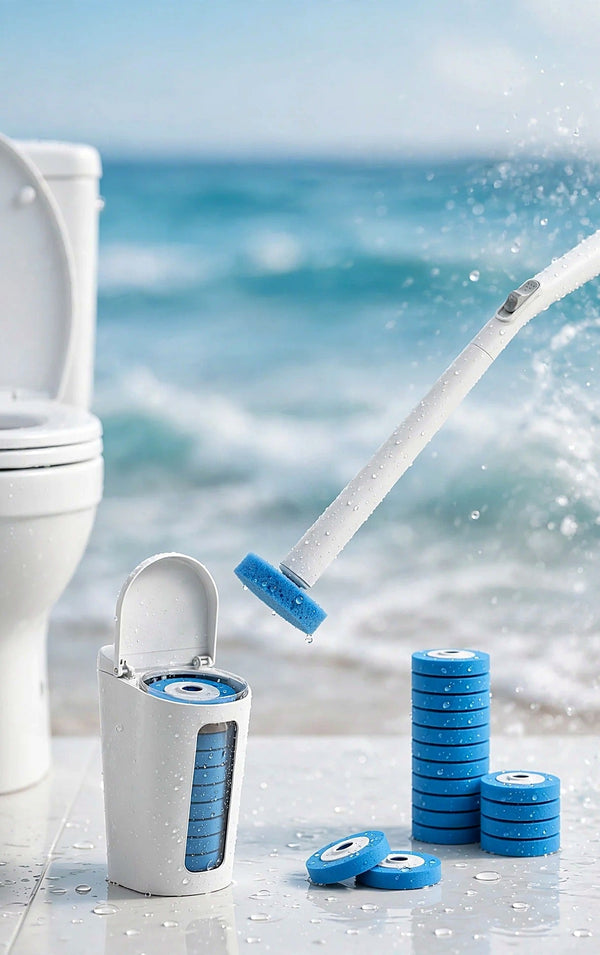 Klyvaa Never-Run-Out Bundle: complete toilet brush kit with wall mount and two refill packs